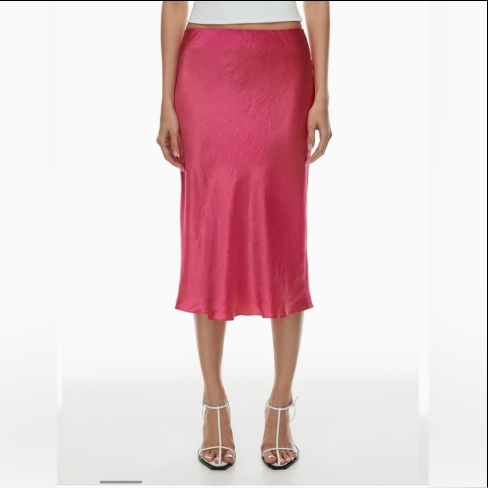 Dynamite Satin Midi Skirt – Fuchsia Pink – Elegant & Chic